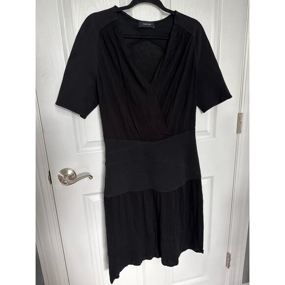 THAKOON black bandage short sleeved midi V neck dress 10 - Picture 14 of 16